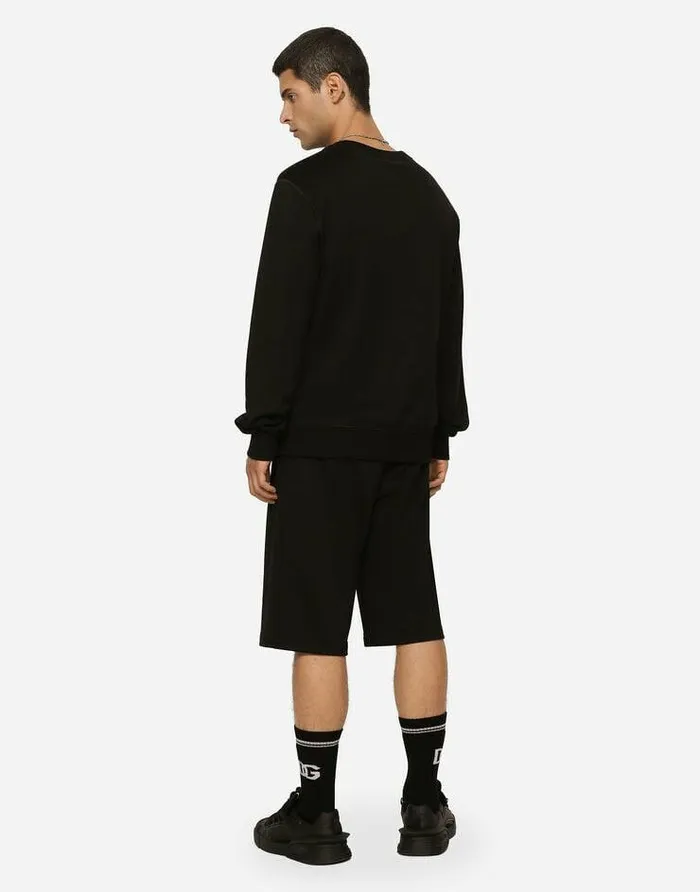 Dolce and Gabbana Sweatshirts Men Jersey Sweatshirt With Branded Tag Black Dolce and Gabbana Sweatshirts Men Jersey Sweatshirt With Branded Tag Black