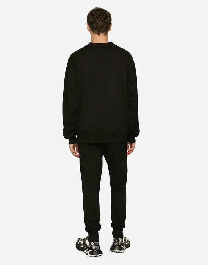 Dolce and Gabbana Sweatshirts Men Jersey Sweatshirt With DG Logo Print Black Dolce and Gabbana Sweatshirts Men Jersey Sweatshirt With DG Logo Print Black