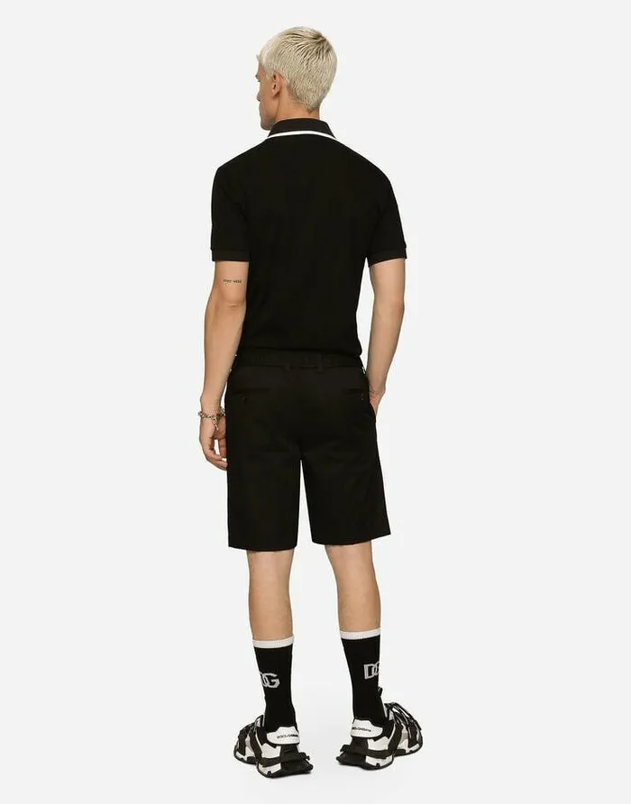 Dolce and Gabbana TShirts And Polos Men Cotton Piqu Poloshirt With DG Embroidery Black