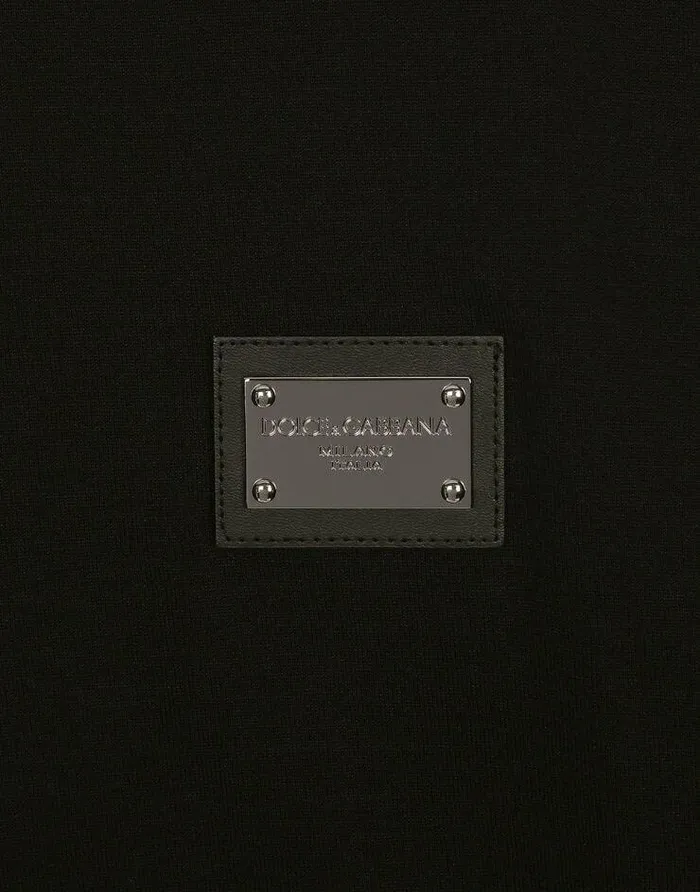 Dolce and Gabbana TShirts And Polos Men Cotton Tshirt With Branded Tag Black Dolce and Gabbana TShirts And Polos Men Cotton Tshirt With Branded Tag Black