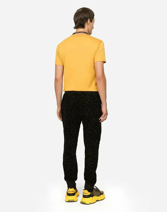 Dolce and Gabbana TShirts And Polos Men Cotton Vneck Tshirt With Branded Plate Yellow