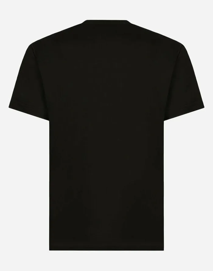 Dolce and Gabbana TShirts And Polos Men Cotton Vneck Tshirt With Branded Tag Black Dolce and Gabbana TShirts And Polos Men Cotton Vneck Tshirt With Branded Tag Black