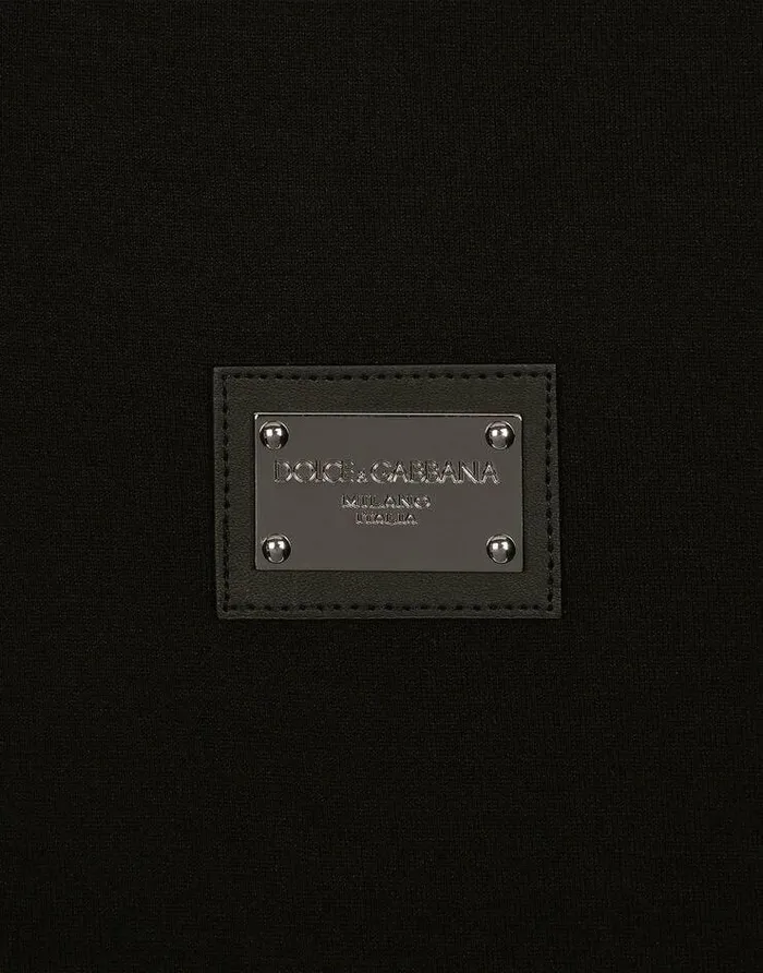 Dolce and Gabbana TShirts And Polos Men Cotton Vneck Tshirt With Branded Tag Black Dolce and Gabbana TShirts And Polos Men Cotton Vneck Tshirt With Branded Tag Black
