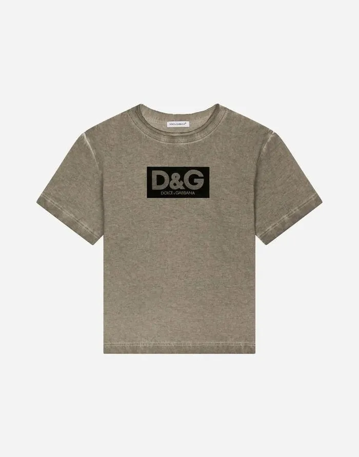 Dolce and Gabbana TShirts And Sweatshirts Children Jersey Tshirt With Heatsealed Logo Print Multicolor