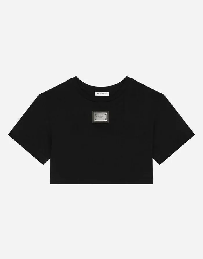 Dolce and Gabbana TShirts And Sweatshirts Children Jersey Tshirt With Logo Tag Black