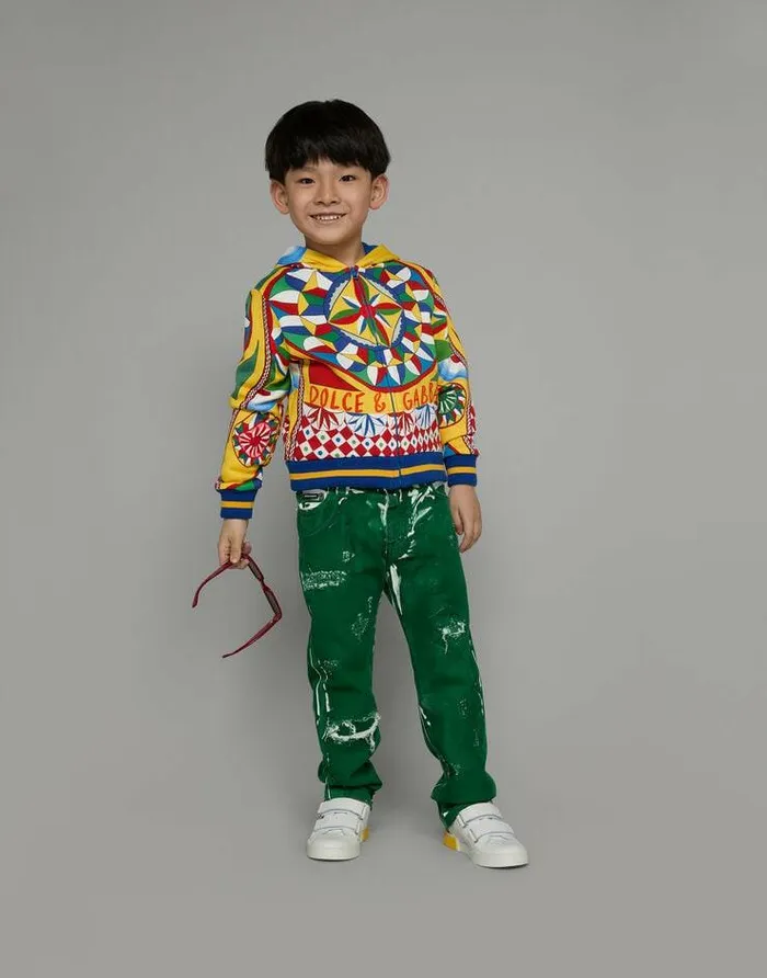 Dolce and Gabbana TShirts And Sweatshirts Children Zipup Hoodie With Carretto Print Red Dolce and Gabbana TShirts And Sweatshirts Children Zipup Hoodie With Carretto Print Red