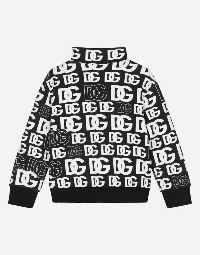 Dolce and Gabbana TShirts And Sweatshirts Children Zipup Jersey Sweatshirt With DG Logo Print Multicolor Dolce and Gabbana TShirts And Sweatshirts Children Zipup Jersey Sweatshirt With DG Logo Print Multicolor