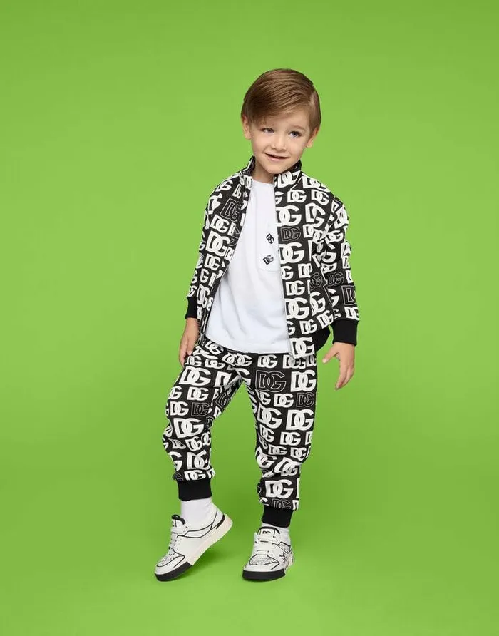 Dolce and Gabbana TShirts And Sweatshirts Children Zipup Jersey Sweatshirt With DG Logo Print Multicolor Dolce and Gabbana TShirts And Sweatshirts Children Zipup Jersey Sweatshirt With DG Logo Print Multicolor