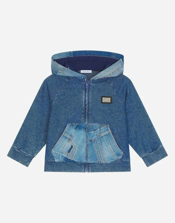 Dolce and Gabbana TShirts And Sweatshirts Children Zipup Stretch Jersey Denim Hoodie Multicolor Dolce and Gabbana TShirts And Sweatshirts Children Zipup Stretch Jersey Denim Hoodie Multicolor
