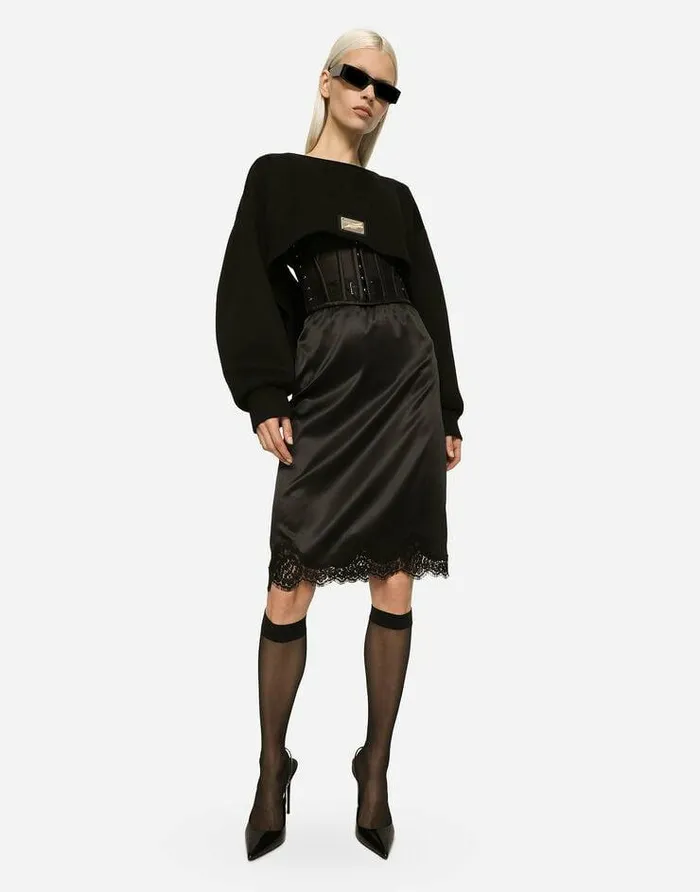 Dolce and Gabbana TShirts And Sweatshirts Women Technical Jersey Sweatshirt With Cutout And DolceandGabbana Tag Black Dolce and Gabbana TShirts And Sweatshirts Women Technical Jersey Sweatshirt With Cutout And DolceandGabbana Tag Black