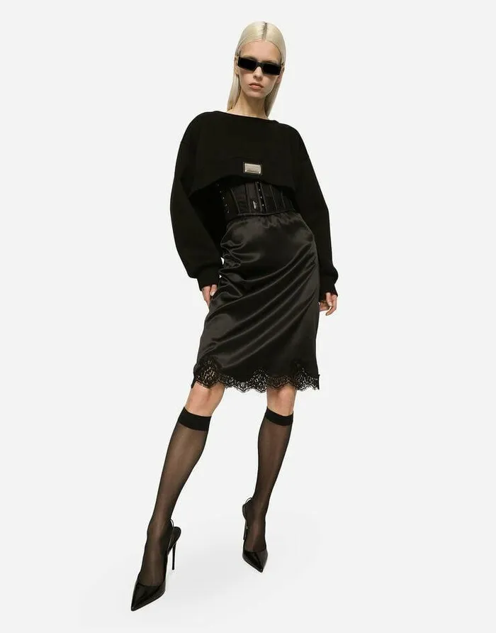 Dolce and Gabbana TShirts And Sweatshirts Women Technical Jersey Sweatshirt With Cutout And DolceandGabbana Tag Black Dolce and Gabbana TShirts And Sweatshirts Women Technical Jersey Sweatshirt With Cutout And DolceandGabbana Tag Black