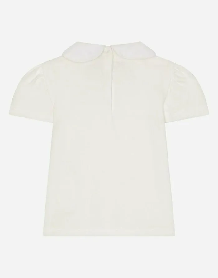 Dolce and Gabbana Topwear Children Jersey Tshirt With Baby Leopard Embroidery White Dolce and Gabbana Topwear Children Jersey Tshirt With Baby Leopard Embroidery White