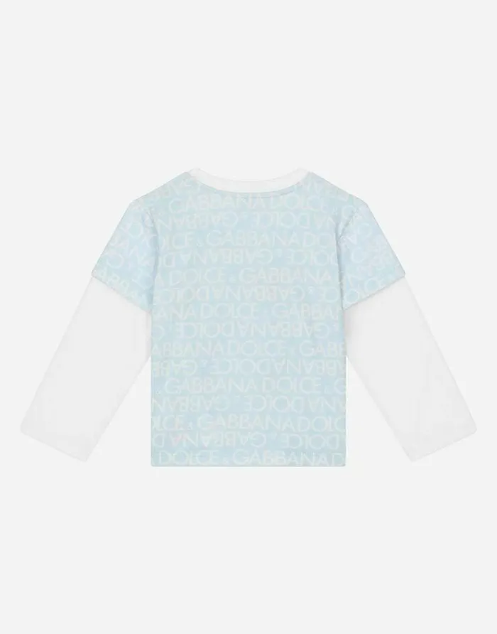 Dolce and Gabbana Topwear Children Printed Jersey Tshirt With Long Sleeves Multicolor Dolce and Gabbana Topwear Children Printed Jersey Tshirt With Long Sleeves Multicolor