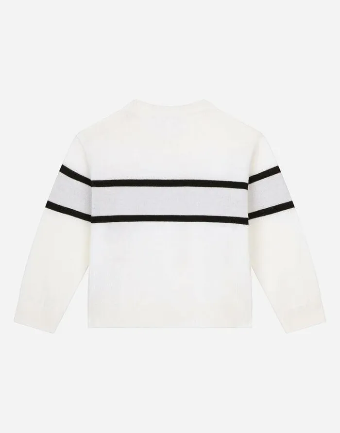 Dolce and Gabbana Topwear Children Roundneck Sweater With Logo Inlay Multicolor Dolce and Gabbana Topwear Children Roundneck Sweater With Logo Inlay Multicolor