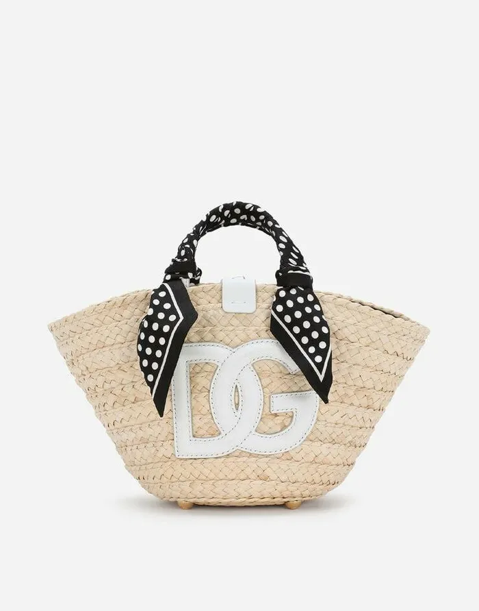 Dolce and Gabbana Totes Women Small Straw Kendra Bag With DG Logo Multicolor Dolce and Gabbana Totes Women Small Straw Kendra Bag With DG Logo Multicolor