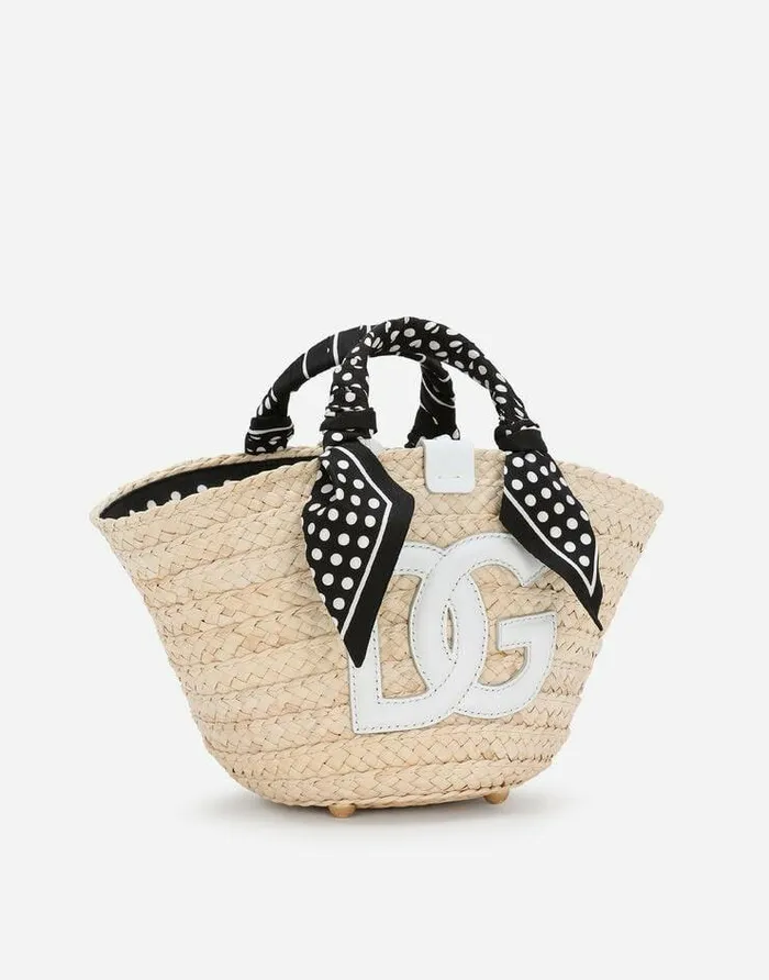 Dolce and Gabbana Totes Women Small Straw Kendra Bag With DG Logo Multicolor