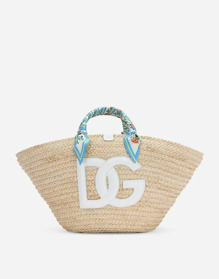 Dolce and Gabbana Totes Women Straw Kendra Bag With DG Logo Multicolor