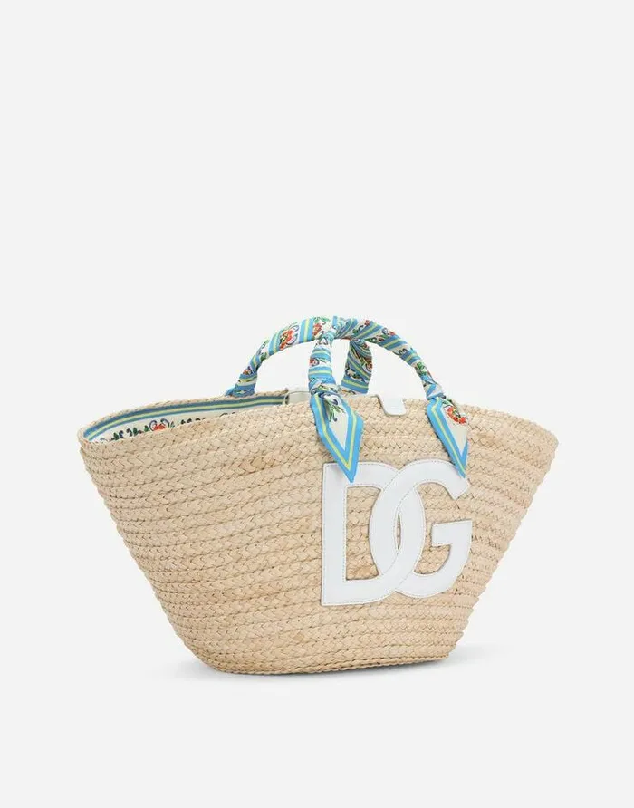 Dolce and Gabbana Totes Women Straw Kendra Bag With DG Logo Multicolor