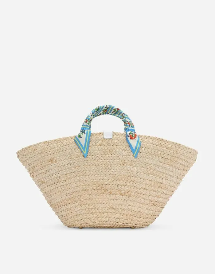 Dolce and Gabbana Totes Women Straw Kendra Bag With DG Logo Multicolor