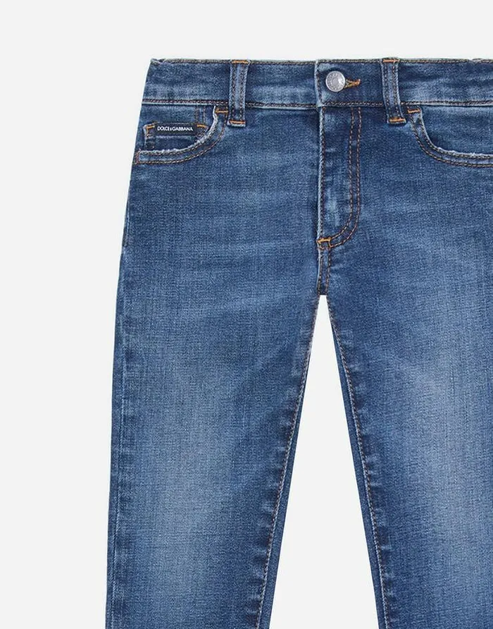 Dolce and Gabbana Trousers And Shorts Children Dark Blue Slimfit Stretch Jeans Blue Dolce and Gabbana Trousers And Shorts Children Dark Blue Slimfit Stretch Jeans Blue