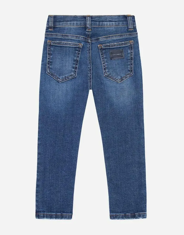 Dolce and Gabbana Trousers And Shorts Children Dark Blue Slimfit Stretch Jeans Blue Dolce and Gabbana Trousers And Shorts Children Dark Blue Slimfit Stretch Jeans Blue
