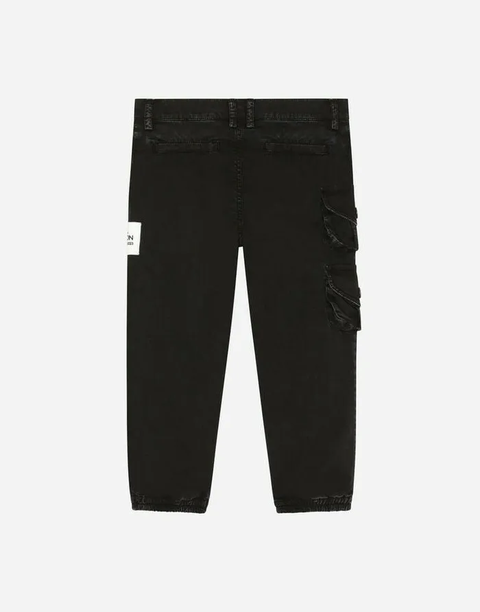 Dolce and Gabbana Trousers And Shorts Children Garmentdyed Cotton Cargo Pants Black Dolce and Gabbana Trousers And Shorts Children Garmentdyed Cotton Cargo Pants Black