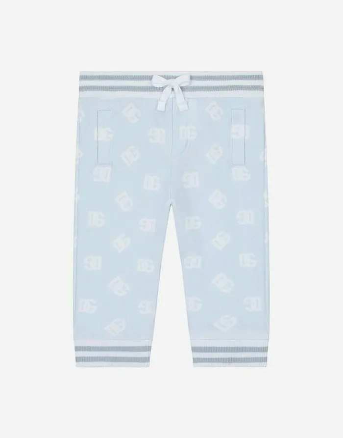 Dolce and Gabbana Trousers And Shorts Children Jersey Jogging Pants With DG Logo Print Azure Dolce and Gabbana Trousers And Shorts Children Jersey Jogging Pants With DG Logo Print Azure