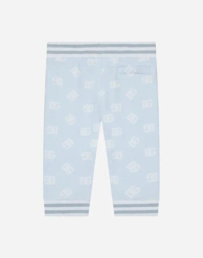 Dolce and Gabbana Trousers And Shorts Children Jersey Jogging Pants With DG Logo Print Azure Dolce and Gabbana Trousers And Shorts Children Jersey Jogging Pants With DG Logo Print Azure