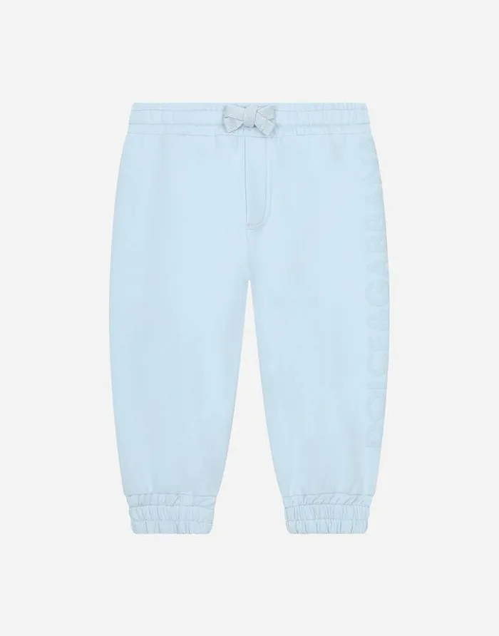 Dolce and Gabbana Trousers And Shorts Children Jersey Jogging Pants With Logo Print Grey