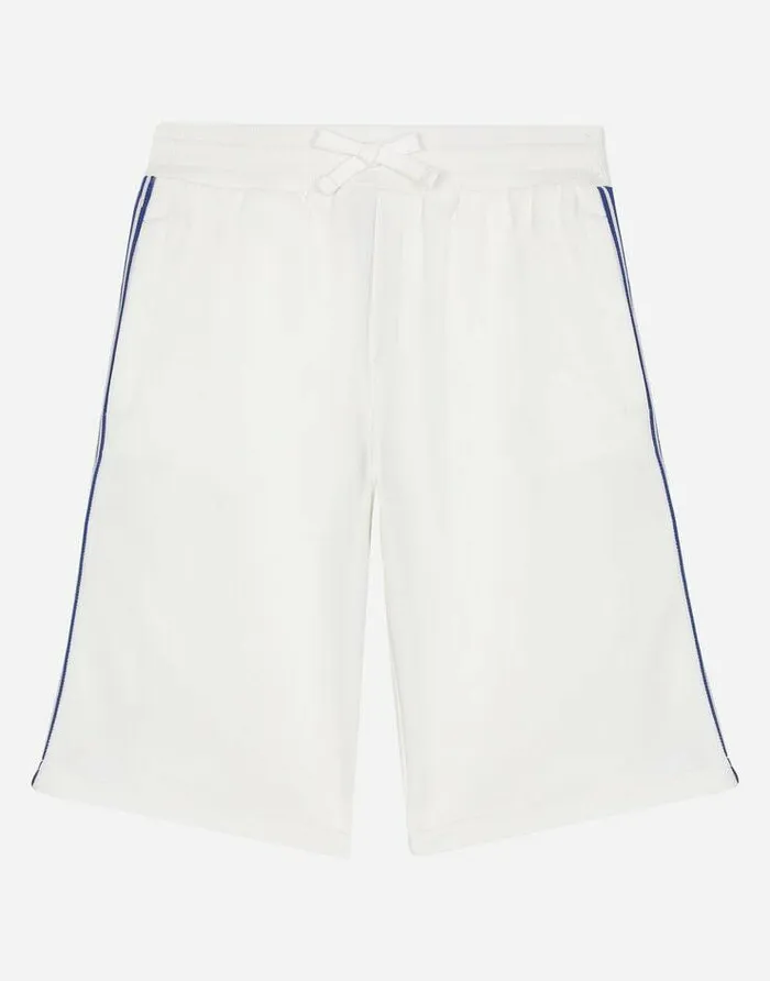 Dolce and Gabbana Trousers And Shorts Children Jersey Jogging Shorts With DG Logo Band White Dolce and Gabbana Trousers And Shorts Children Jersey Jogging Shorts With DG Logo Band White