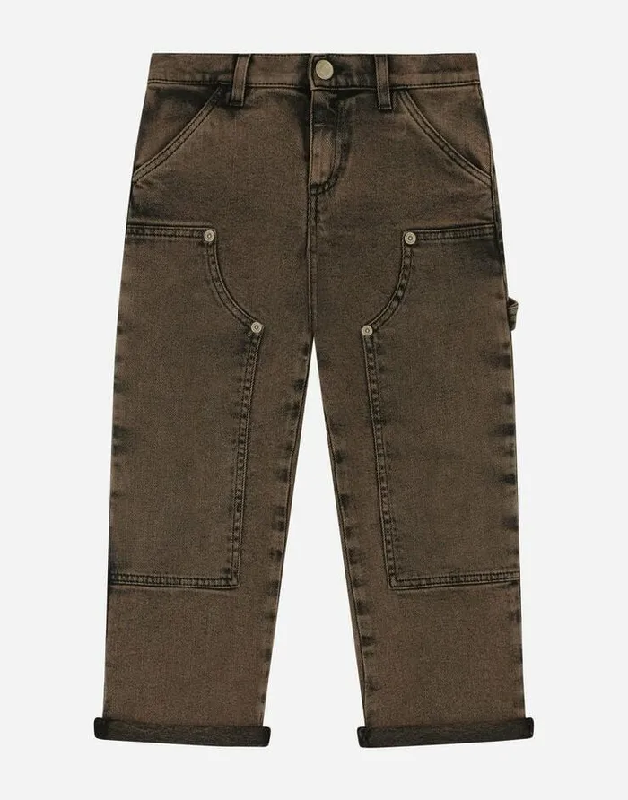 Dolce and Gabbana Trousers And Shorts Children Treated Denim Jeans With Logo Tag Multicolor Dolce and Gabbana Trousers And Shorts Children Treated Denim Jeans With Logo Tag Multicolor