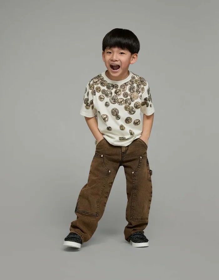 Dolce and Gabbana Trousers And Shorts Children Treated Denim Jeans With Logo Tag Multicolor