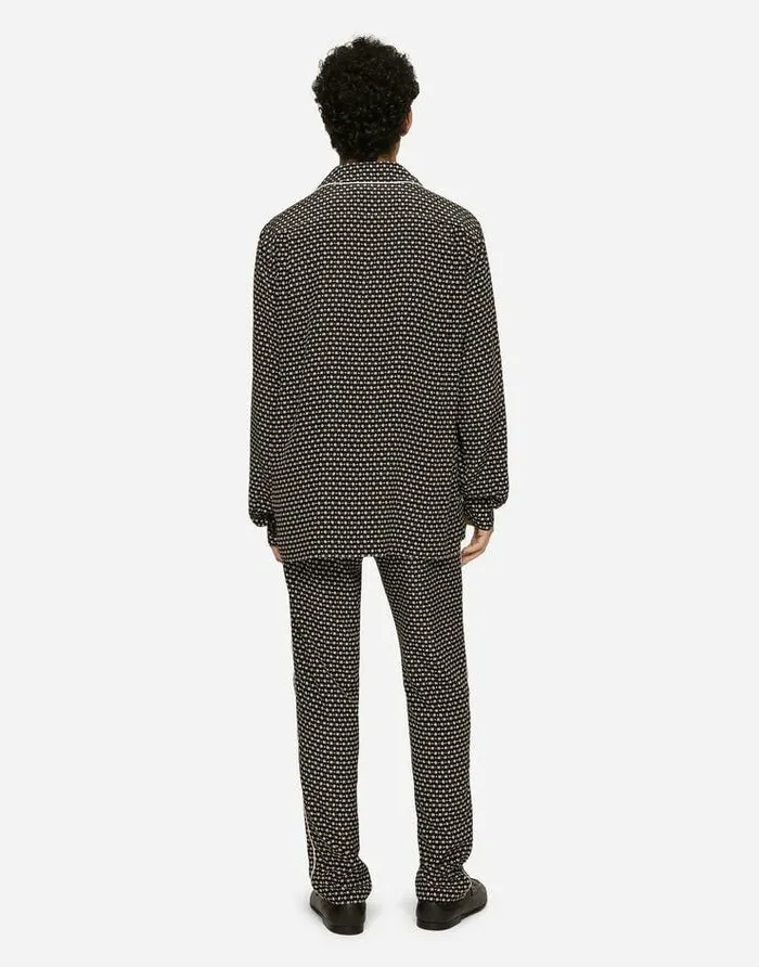 Dolce and Gabbana Trousers And Shorts Men Crepe De Chine Jogging Pants With DG Logo Print Black Dolce and Gabbana Trousers And Shorts Men Crepe De Chine Jogging Pants With DG Logo Print Black