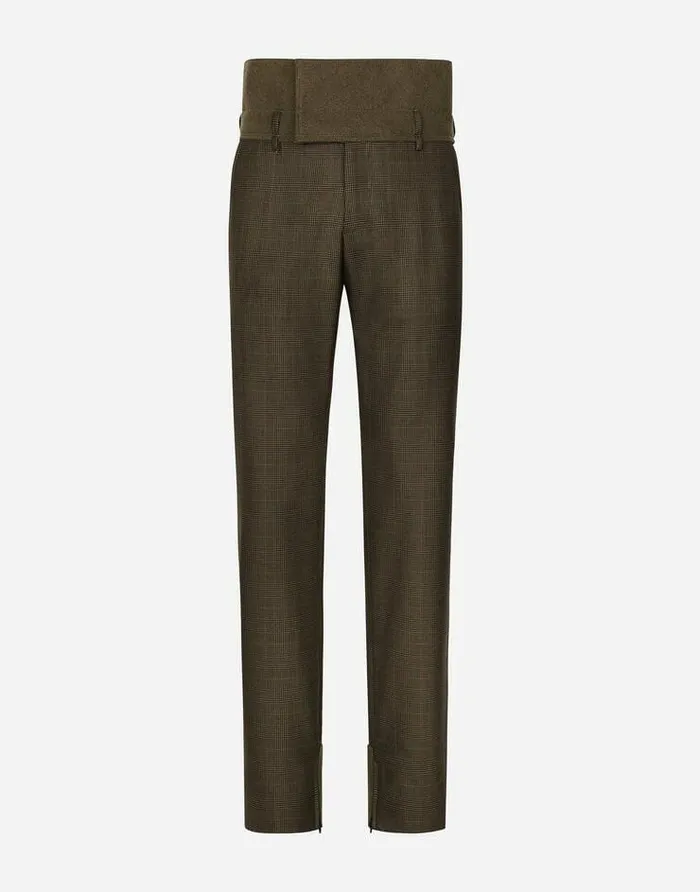 Dolce and Gabbana Trousers And Shorts Men Glen Plaid Pants With Fustian Details Multicolor Dolce and Gabbana Trousers And Shorts Men Glen Plaid Pants With Fustian Details Multicolor