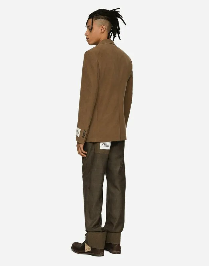 Dolce and Gabbana Trousers And Shorts Men Glen Plaid Pants With Fustian Details Multicolor