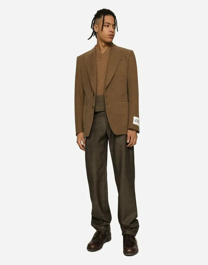 Dolce and Gabbana Trousers And Shorts Men Glen Plaid Pants With Fustian Details Multicolor