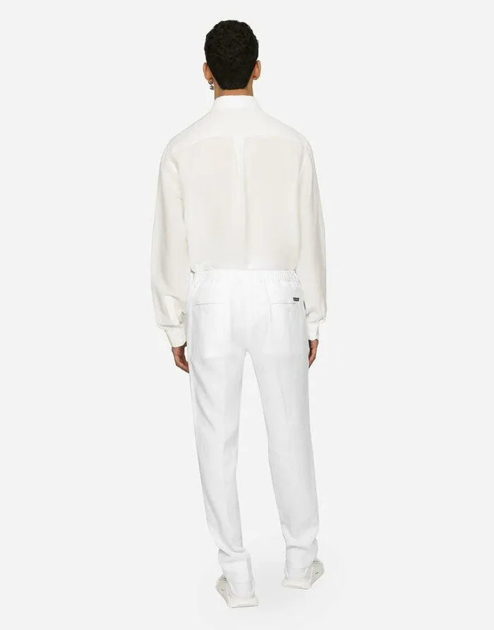 Dolce and Gabbana Trousers And Shorts Men Linen Pants White