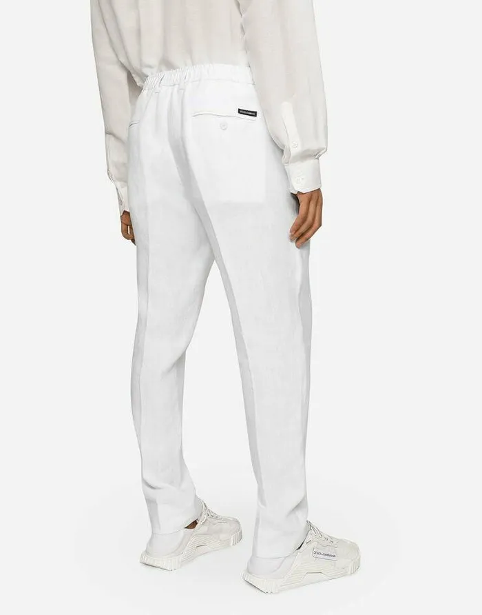 Dolce and Gabbana Trousers And Shorts Men Linen Pants White
