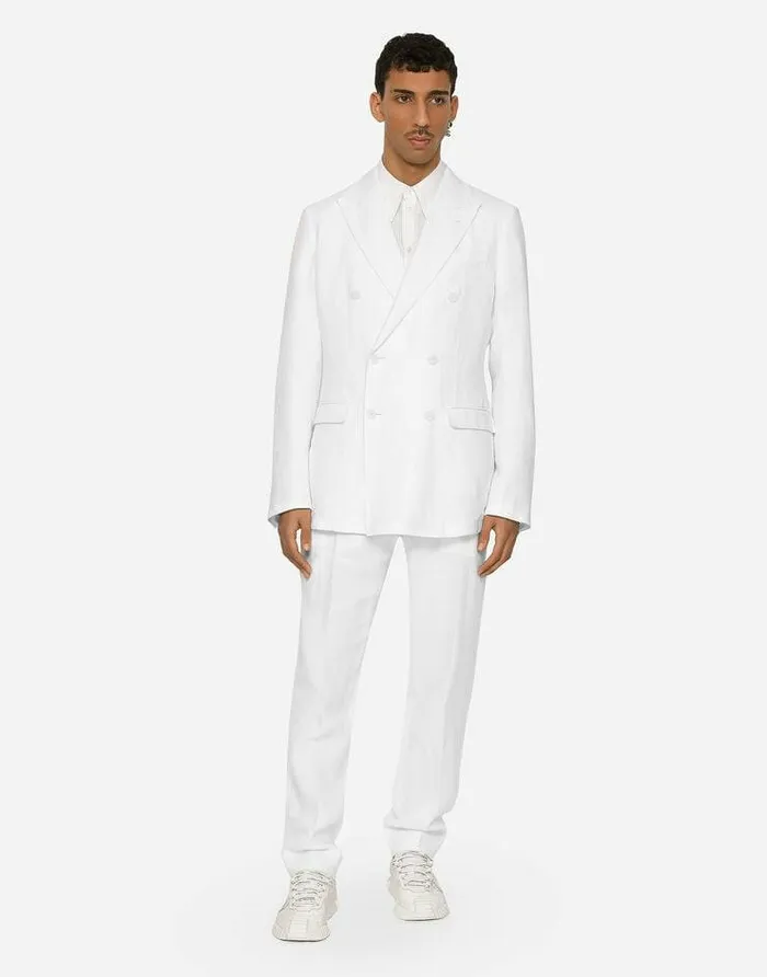 Dolce and Gabbana Trousers And Shorts Men Linen Pants White