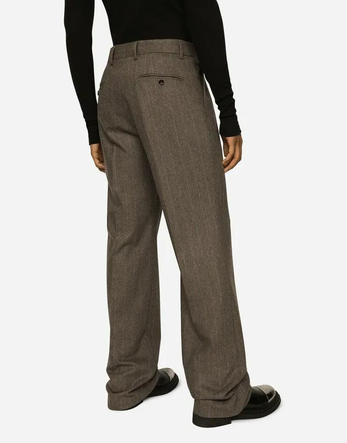 Dolce and Gabbana Trousers And Shorts Men Pinstripe Flannel Straightleg Pants Multicolor Dolce and Gabbana Trousers And Shorts Men Pinstripe Flannel Straightleg Pants Multicolor