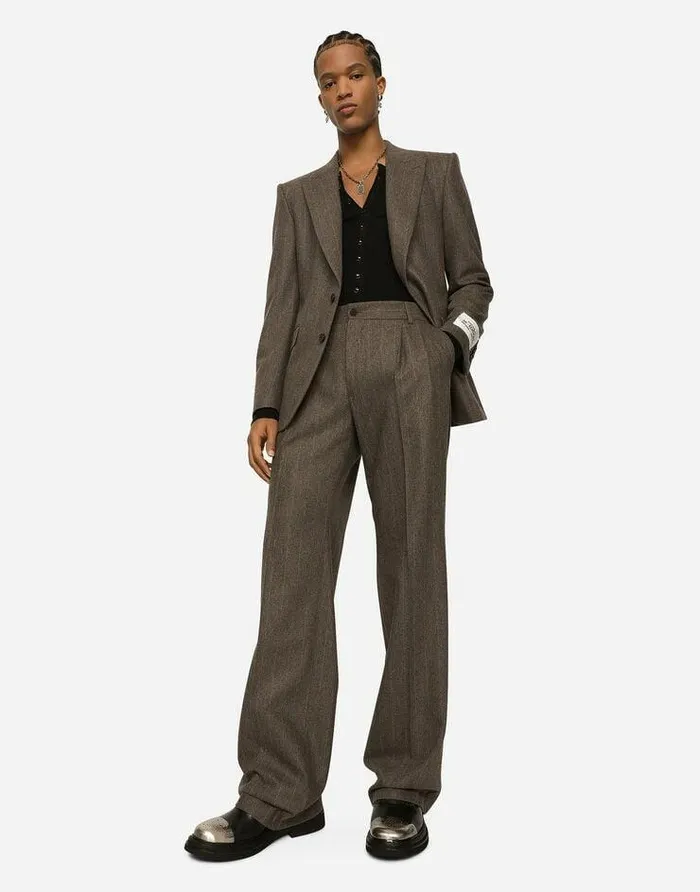 Dolce and Gabbana Trousers And Shorts Men Pinstripe Flannel Straightleg Pants Multicolor Dolce and Gabbana Trousers And Shorts Men Pinstripe Flannel Straightleg Pants Multicolor
