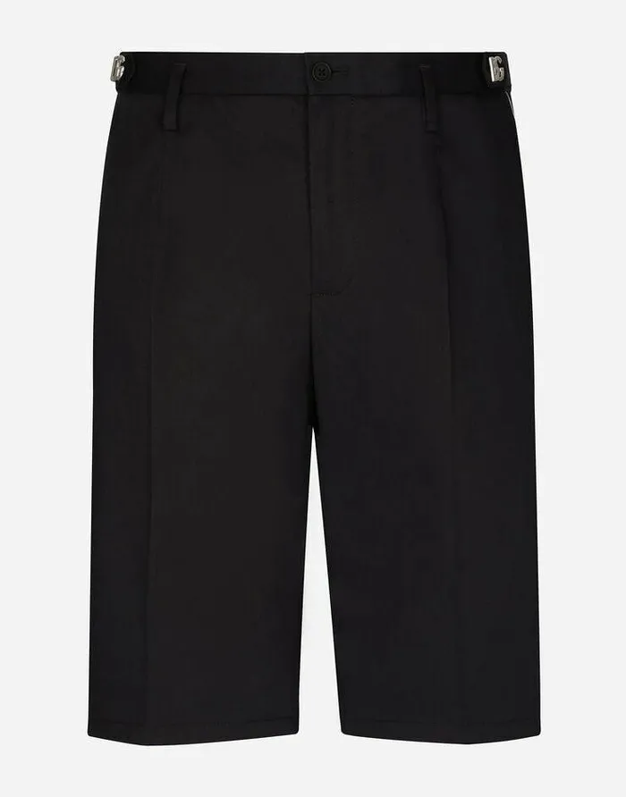 Dolce and Gabbana Trousers And Shorts Men Stretch Cotton Shorts With DG Hardware Blue Dolce and Gabbana Trousers And Shorts Men Stretch Cotton Shorts With DG Hardware Blue
