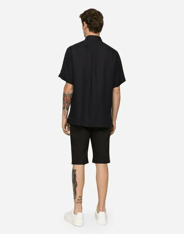 Dolce and Gabbana Trousers And Shorts Men Stretch Cotton Shorts With DG Hardware Blue Dolce and Gabbana Trousers And Shorts Men Stretch Cotton Shorts With DG Hardware Blue