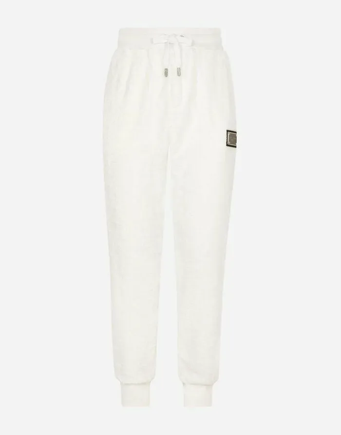 Dolce and Gabbana Trousers And Shorts Men Terrycloth Jogging Pants With Logo Tag White Dolce and Gabbana Trousers And Shorts Men Terrycloth Jogging Pants With Logo Tag White