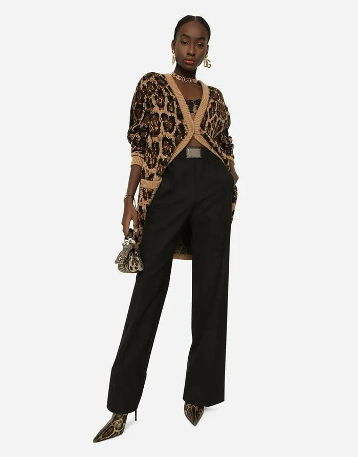 Dolce and Gabbana Trousers And Shorts Women Flared Wool Pants With Logo Tag Black Dolce and Gabbana Trousers And Shorts Women Flared Wool Pants With Logo Tag Black