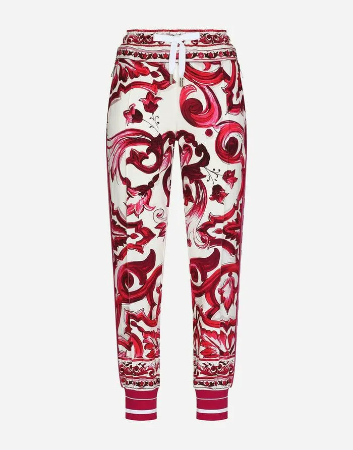 Dolce and Gabbana Trousers And Shorts Women Majolicaprint Cady Jogging Pants Multicolor Dolce and Gabbana Trousers And Shorts Women Majolicaprint Cady Jogging Pants Multicolor