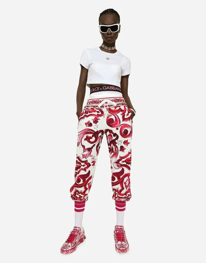 Dolce and Gabbana Trousers And Shorts Women Majolicaprint Cady Jogging Pants Multicolor Dolce and Gabbana Trousers And Shorts Women Majolicaprint Cady Jogging Pants Multicolor