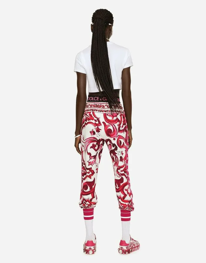 Dolce and Gabbana Trousers And Shorts Women Majolicaprint Cady Jogging Pants Multicolor Dolce and Gabbana Trousers And Shorts Women Majolicaprint Cady Jogging Pants Multicolor