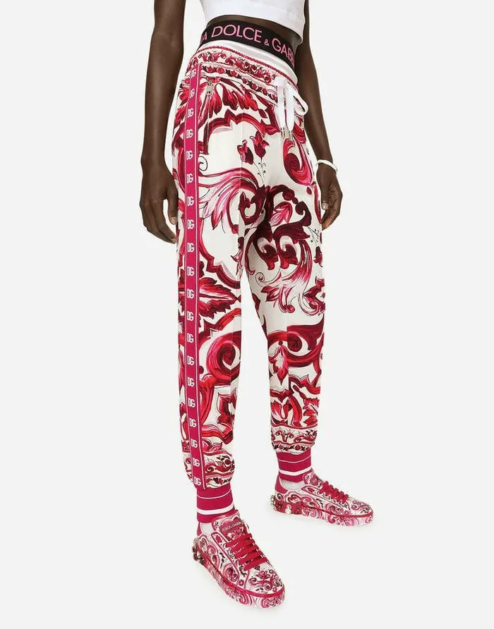 Dolce and Gabbana Trousers And Shorts Women Majolicaprint Cady Jogging Pants Multicolor Dolce and Gabbana Trousers And Shorts Women Majolicaprint Cady Jogging Pants Multicolor