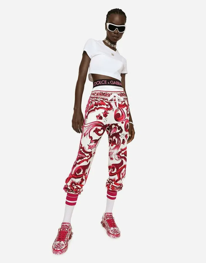 Dolce and Gabbana Trousers And Shorts Women Majolicaprint Cady Jogging Pants Multicolor Dolce and Gabbana Trousers And Shorts Women Majolicaprint Cady Jogging Pants Multicolor